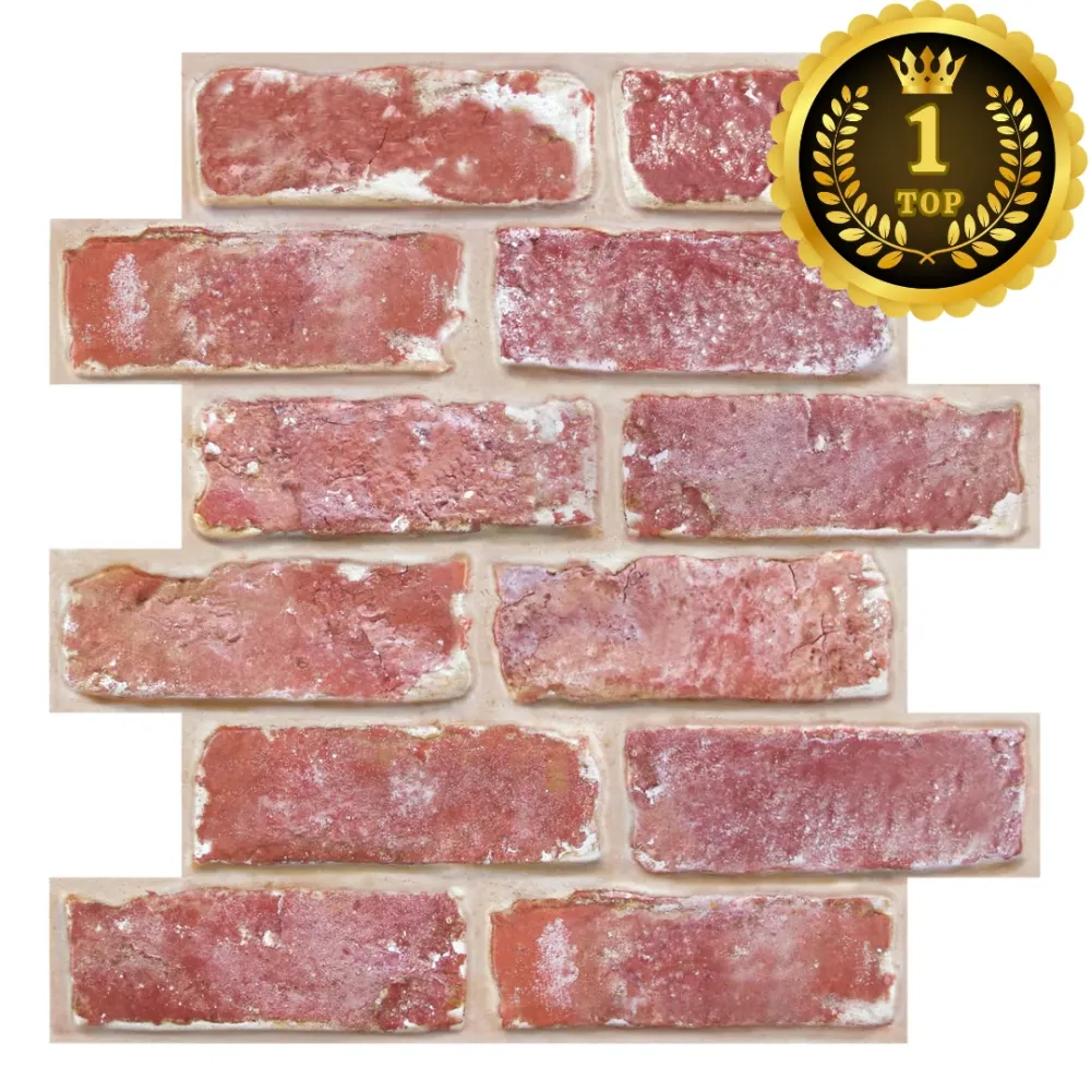 3D Old Red Rustic Brick Peel and Stick Wall Tile Compatible con Pannelli Solari (Tetto)