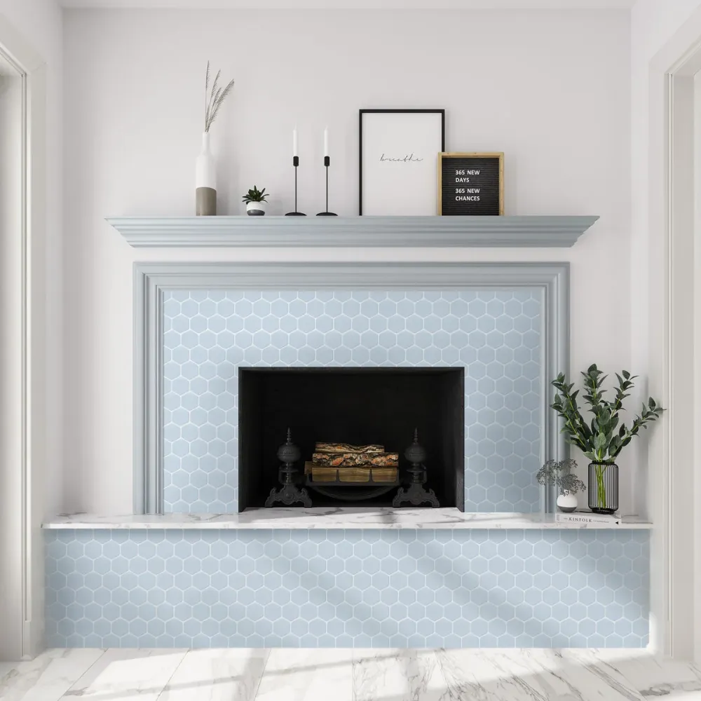 Pastel Blue Hexagon Peel and Stick Backsplash Tile per Mobili da Esterno