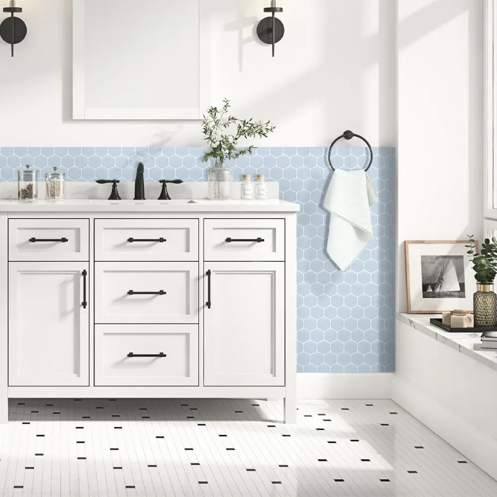 Pastel Blue Hexagon Peel and Stick Backsplash Tile per Mobili da Esterno