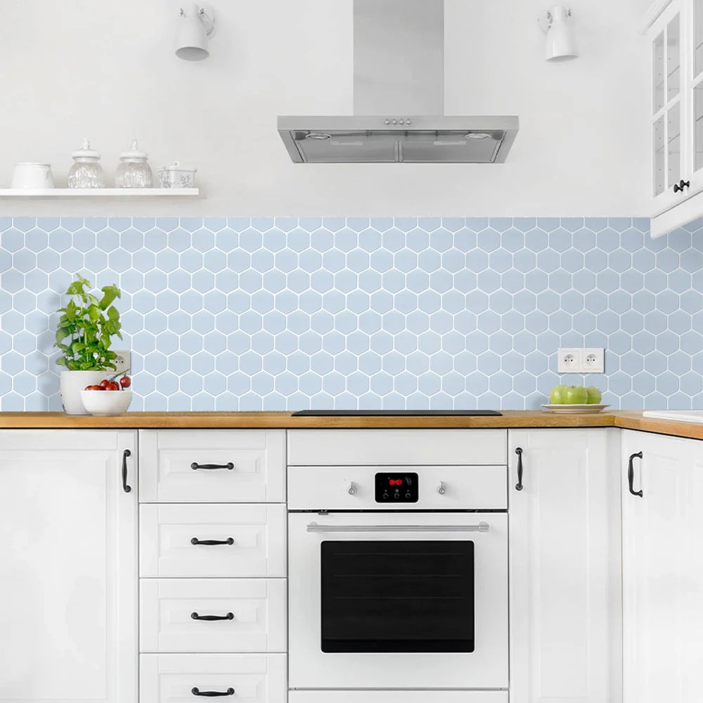 Pastel Blue Hexagon Peel and Stick Backsplash Tile per Mobili da Esterno
