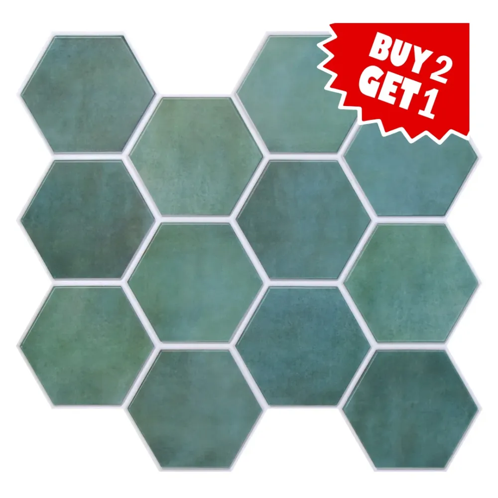 3D Patina Green Hexagon Peel and Stick Wall Tile per Attrezzi da Giardino