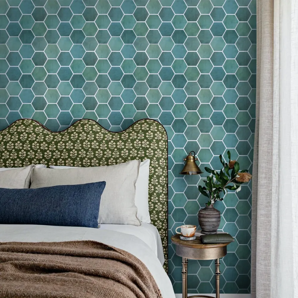3D Patina Green Hexagon Peel and Stick Wall Tile per Attrezzi da Giardino