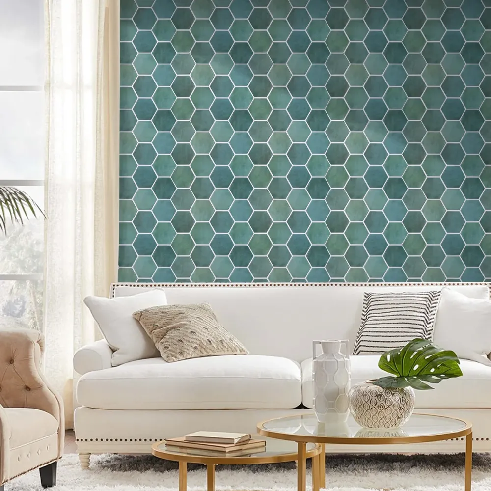 3D Patina Green Hexagon Peel and Stick Wall Tile per Attrezzi da Giardino
