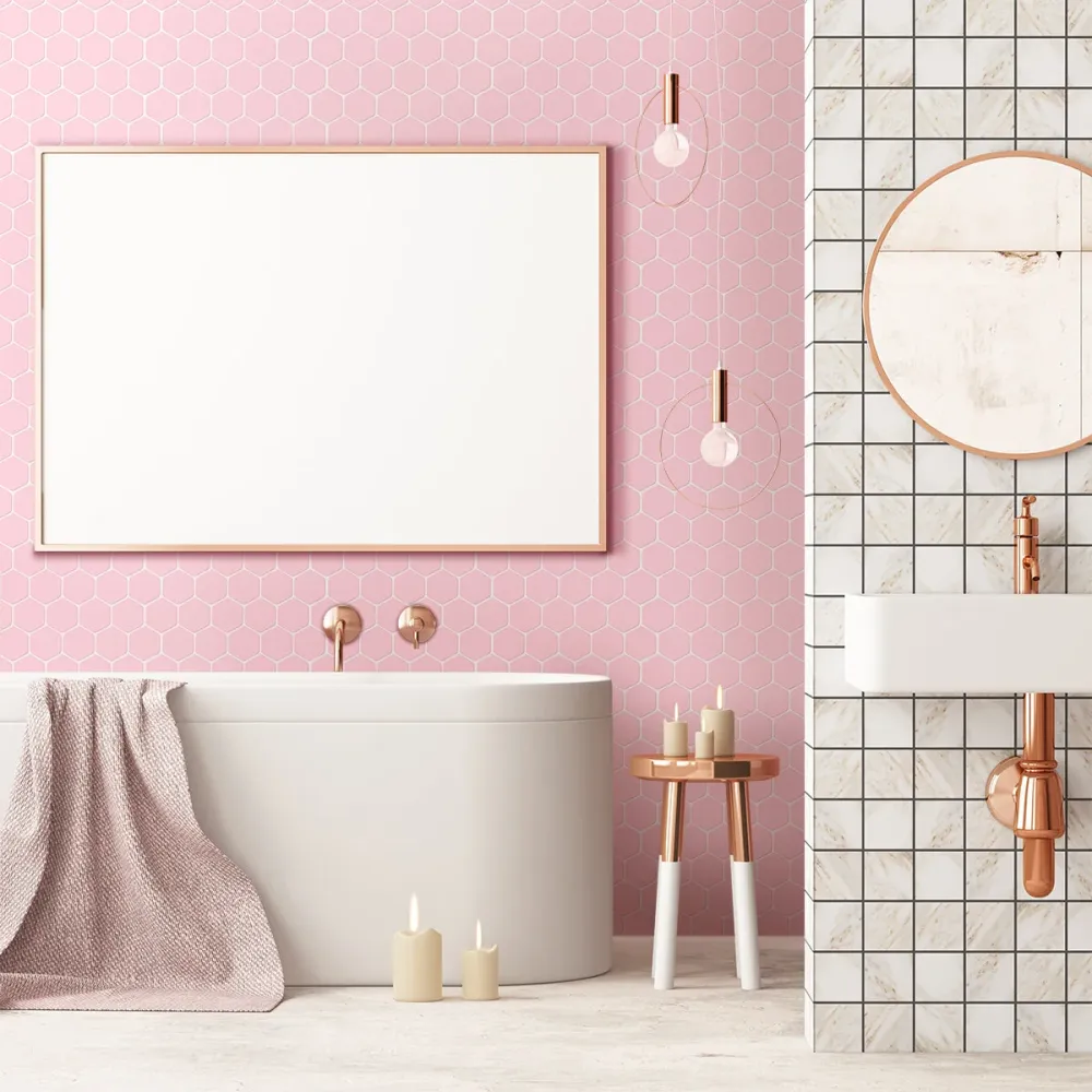Pink Hexagon Peel and Stick Backsplash Tile con Sistema di Ventilazione
