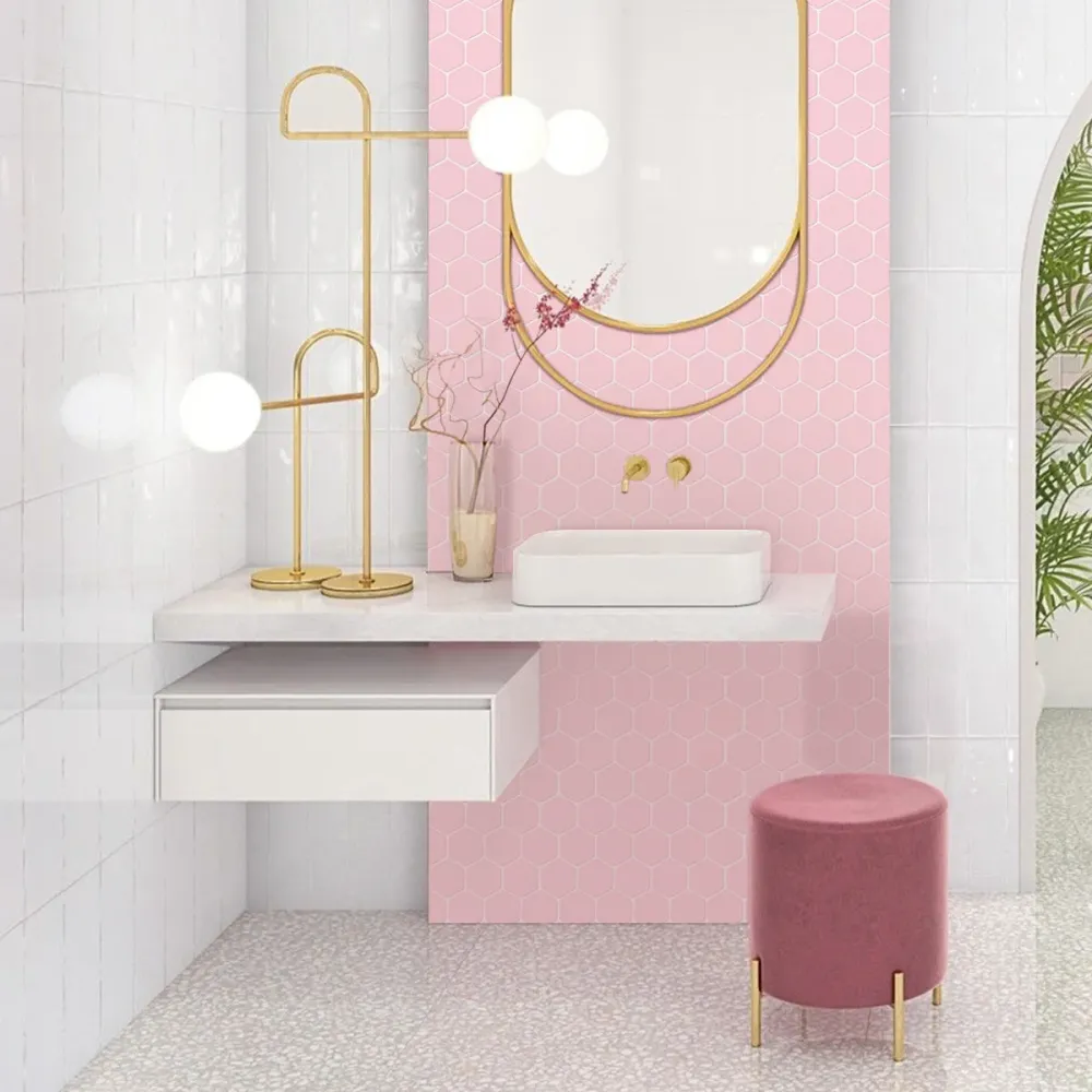 Pink Hexagon Peel and Stick Backsplash Tile con Sistema di Ventilazione