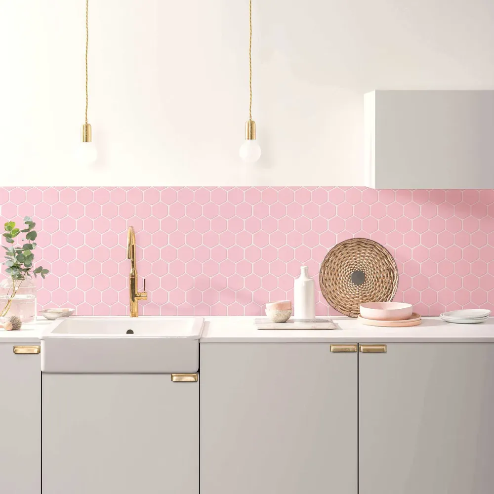 Pink Hexagon Peel and Stick Backsplash Tile con Sistema di Ventilazione