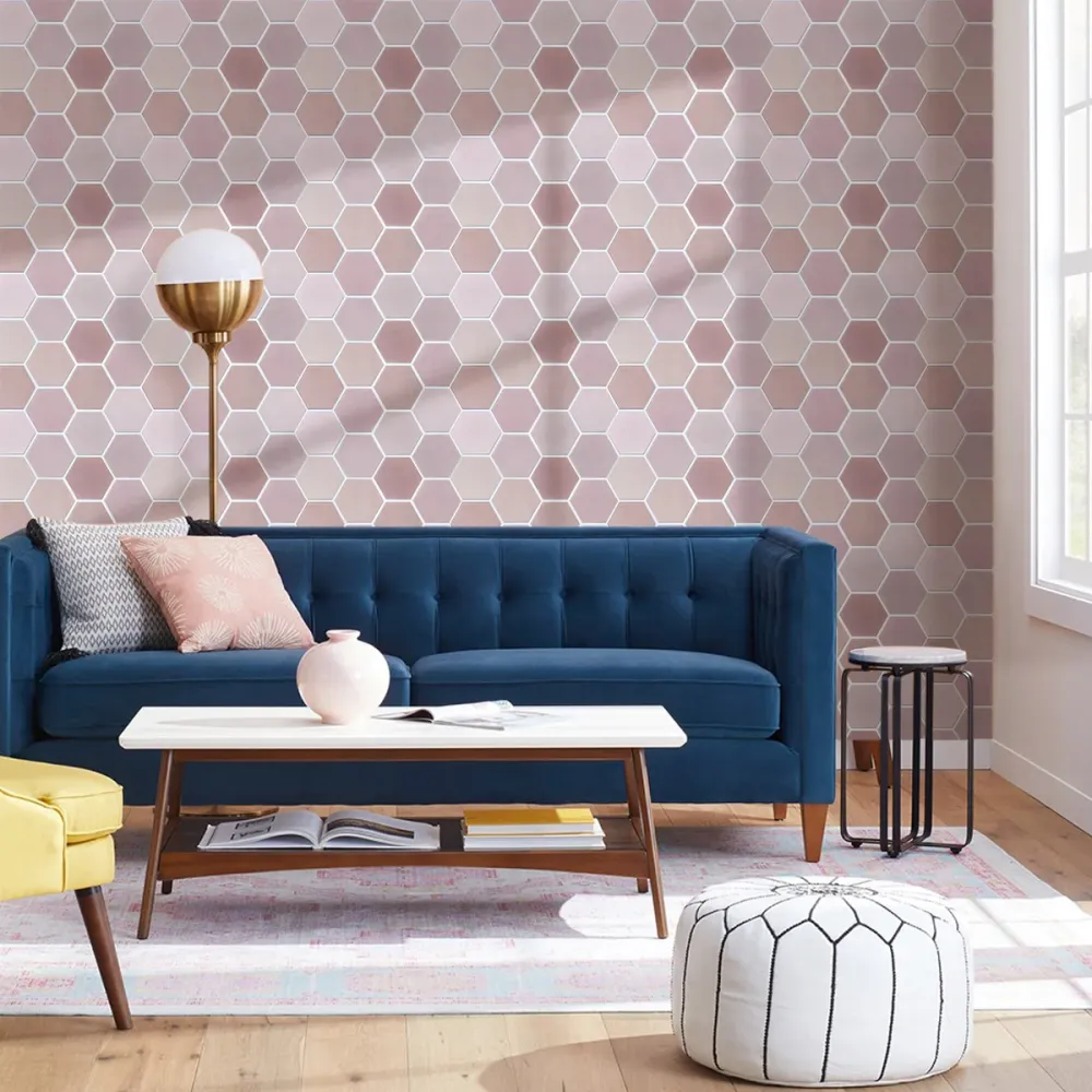 3D Pink Hexagon Peel and Stick Wall Tile con Serratura Combinazione