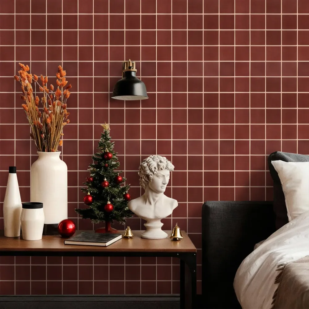 3D Red Square Peel and Stick Wall Tile per Esterno Durevole