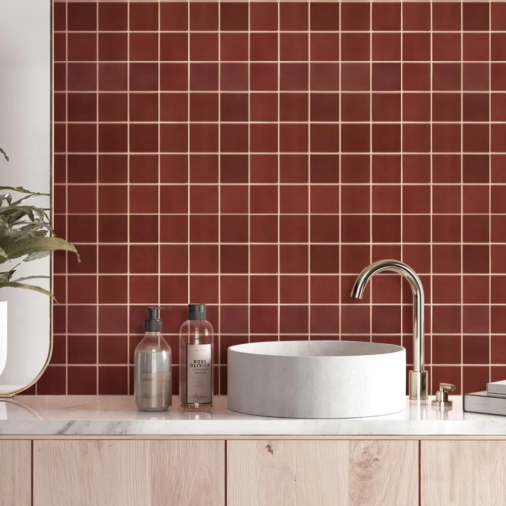 3D Red Square Peel and Stick Wall Tile per Esterno Durevole