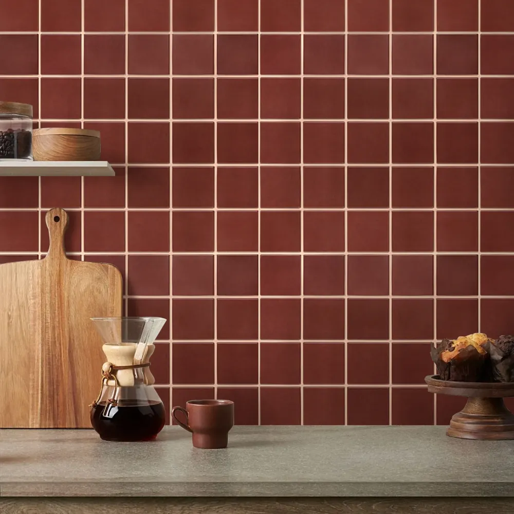 3D Red Square Peel and Stick Wall Tile per Esterno Durevole