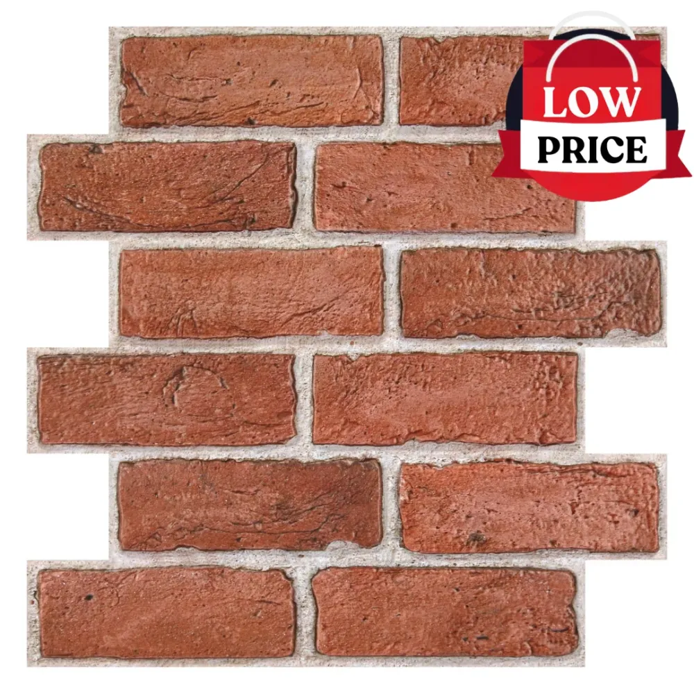 3D Senza tempo Red Brick Peel and Stick Wall Tile