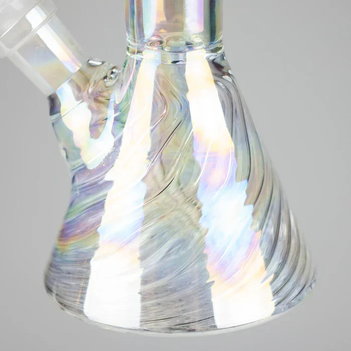 8" Shiny Beaker Bong w/ Ribbed Base Grigio Antracite