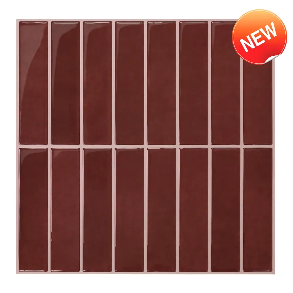 Sicurezza Antifurto Red Linear Peel and Stick Backsplash Tile