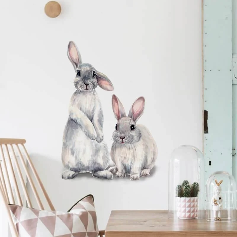 Two Rabbits are Watching on You Peel and Stick Wall Decals con Fondo Ventilato
