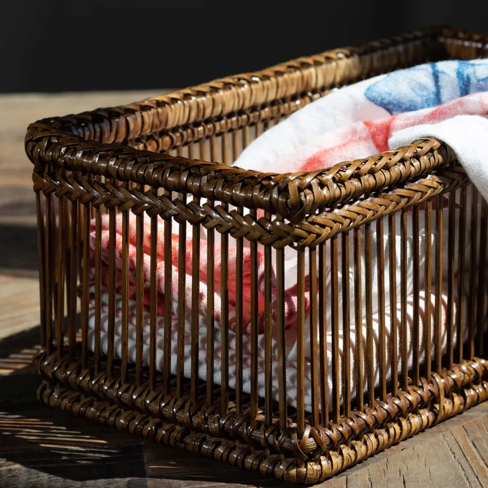 Contenitore Rain rattan naturale, dim. 31x16x13 cm