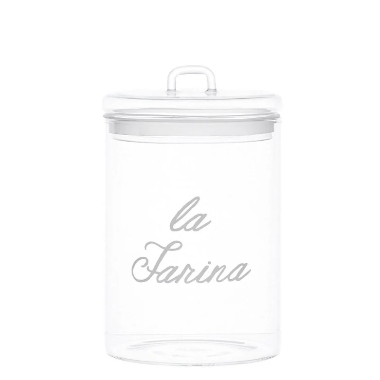 Barattolo per Farina Vetro Borosilicato – Contenitore Cucina con Scritta “La Farina”