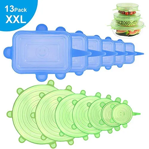 Newdora Coperchi Silicone Estensibile, 13 Pezzi (7 Rotondo e 6...