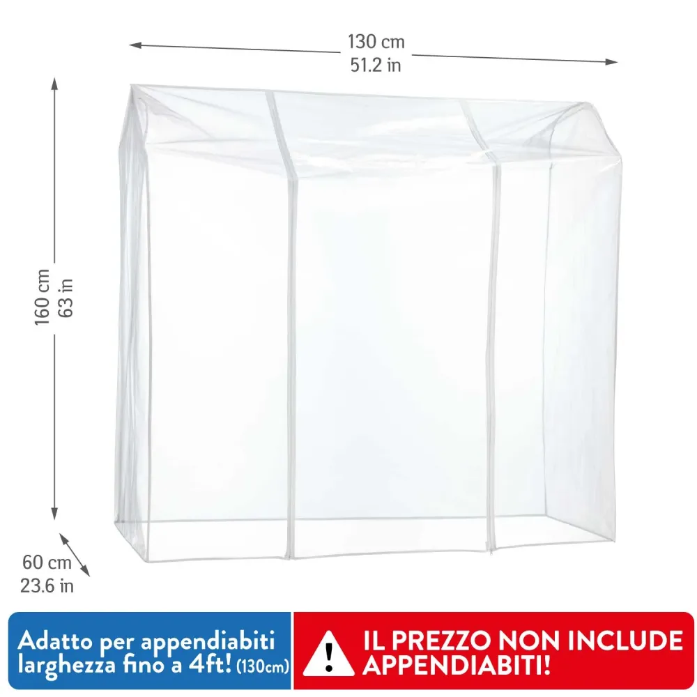Tatkraft Anwalt - Copertura Protettiva Antipolvere per Stand Appendiabiti, Facile da aprire e chiudere, Trasparente, Prote...