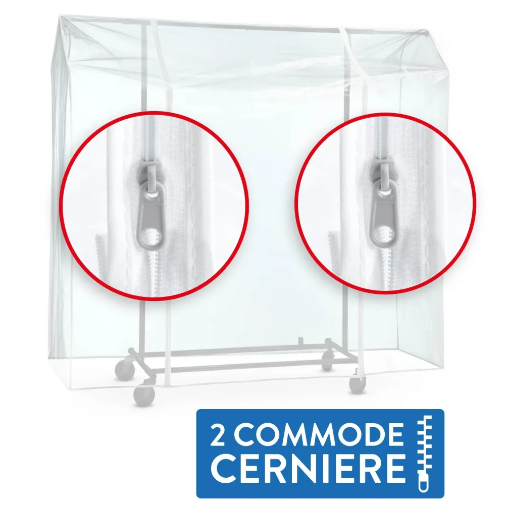 Tatkraft Defender – Copri stand appendiabiti, 160x60x145 cm, 2 cerniere, Trasparente, protegge da polvere, umidità, raggi UV