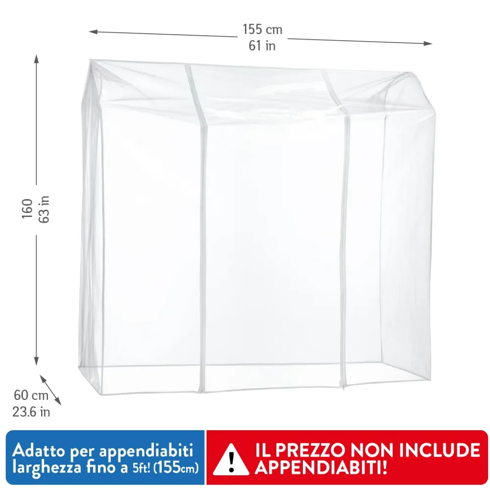 Tatkraft Schild – Copertura per Appendiabiti, 155×60×160 cm, Copertura Appendiabiti Trasparente, 2 Cerniere, Impermeabile,...