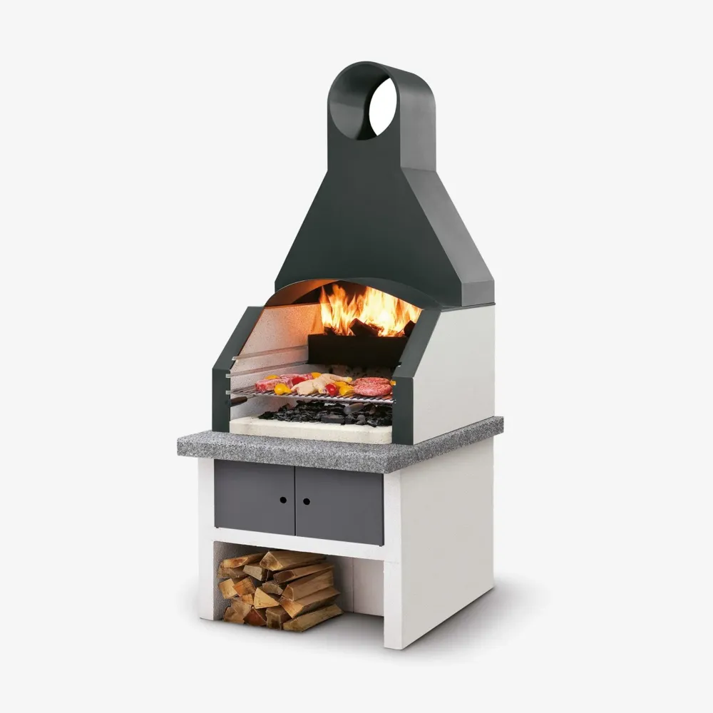 Barbecue cemento legna MAXIME con griglia inox - PALAZZETTI design moderno e compatibile con moduli cucina da esterno