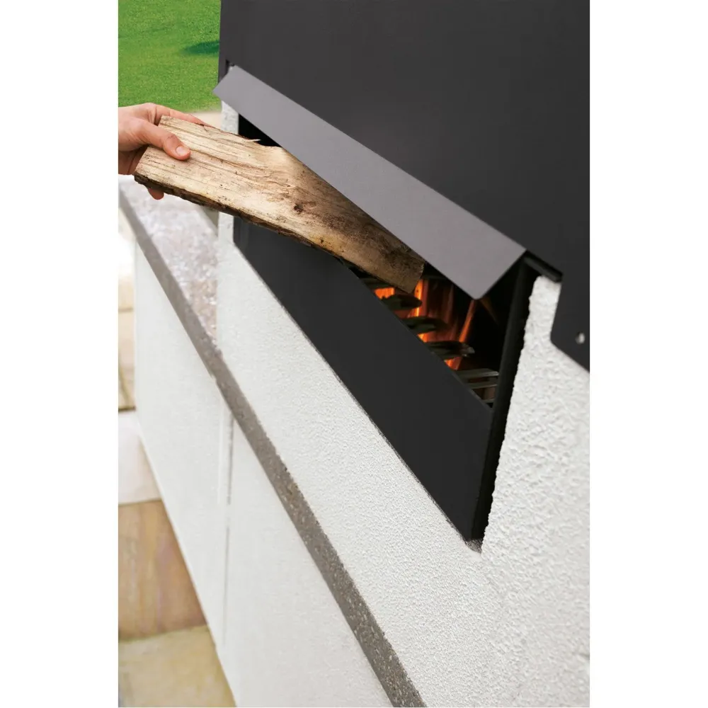 Barbecue cemento legna MAXIME con griglia inox - PALAZZETTI design moderno e compatibile con moduli cucina da esterno