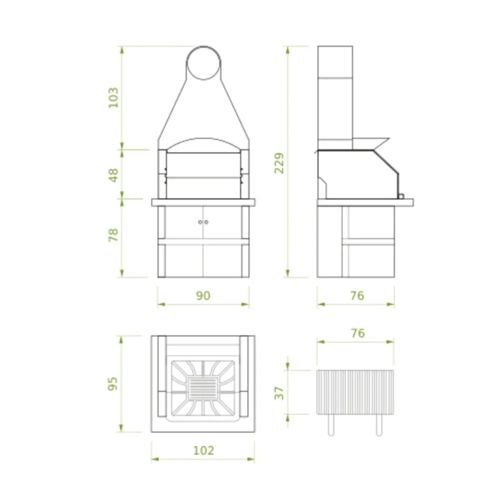 Barbecue cemento legna MAXIME con griglia inox - PALAZZETTI design moderno e compatibile con moduli cucina da esterno