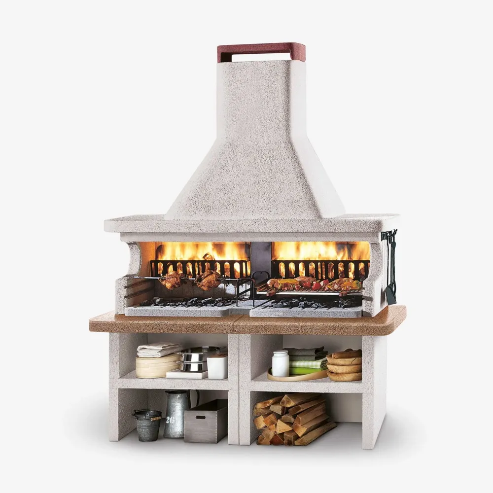 Barbecue cemento legna MIAMI con doppia griglia - PALAZZETTI sistema Fast-Fire per cotture intensive all’aperto