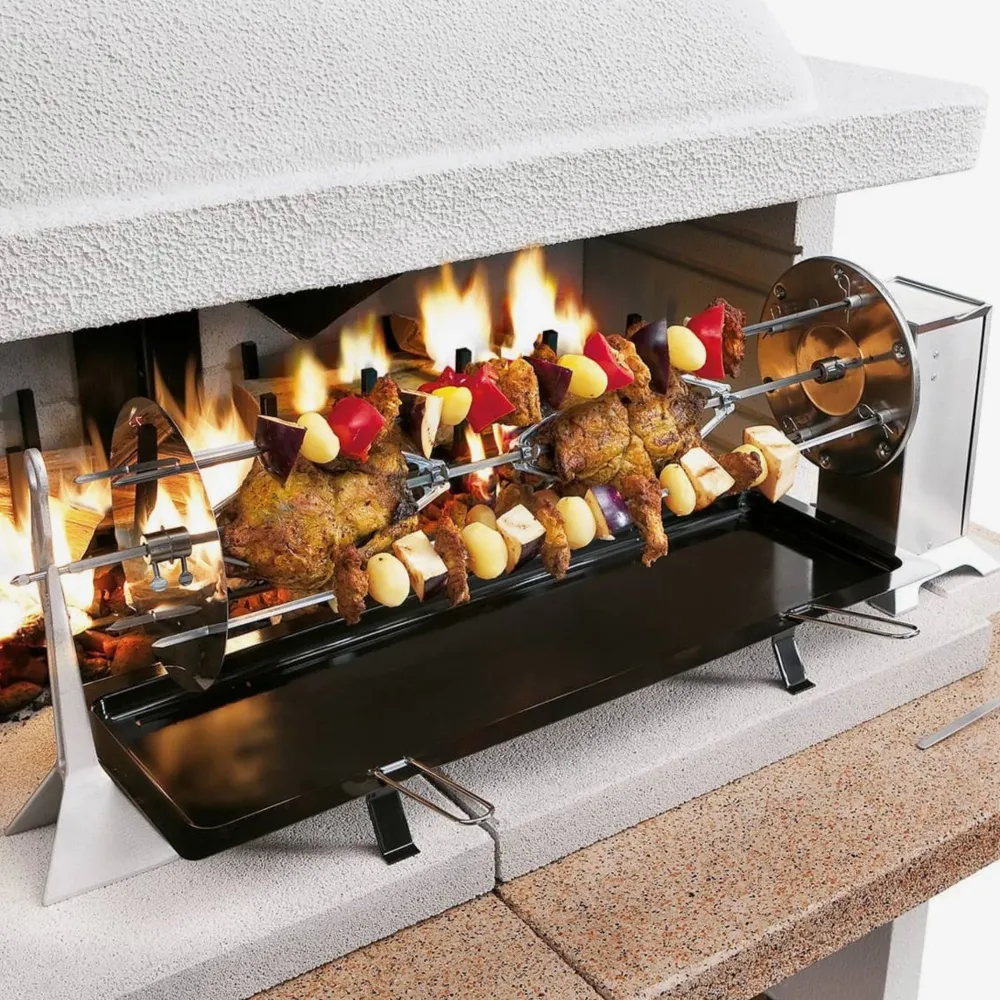 Barbecue cemento legna PATAMOS ROSSO con doppia griglia - PALAZZETTI Area grill ideale per cucinare giardino o esterno