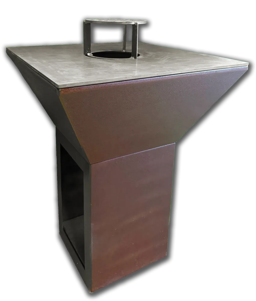 Barbecue piastra legna diametro 75x75 struttura tipo corten.
