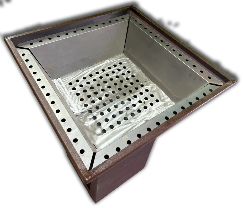 Barbecue piastra legna diametro 75x75 struttura tipo corten.
