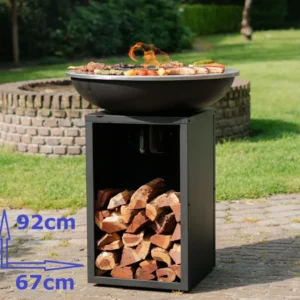 BBQ Plancha Grill Amigo - Con coperchio e contenitore per la legna Ø67cm