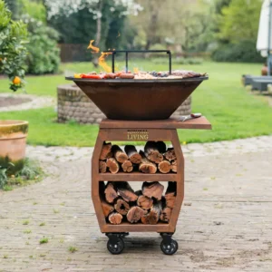 BBQ Plancha Grill Compañero XXL Corten Steel 2.0 - Con attizzatoio e porta legna Ø80cm