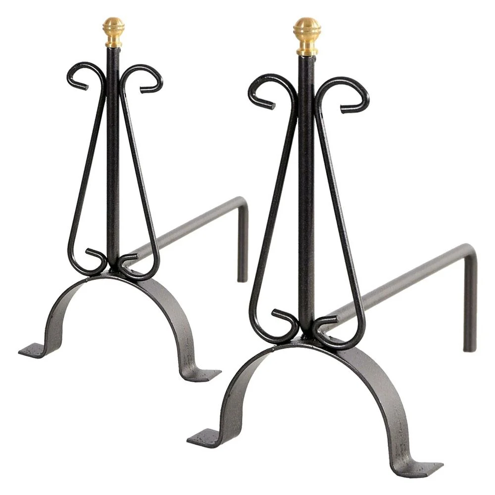 Coppia di Alari poggia legna per camino 40 x 15 x h 35 cm ferro battuto