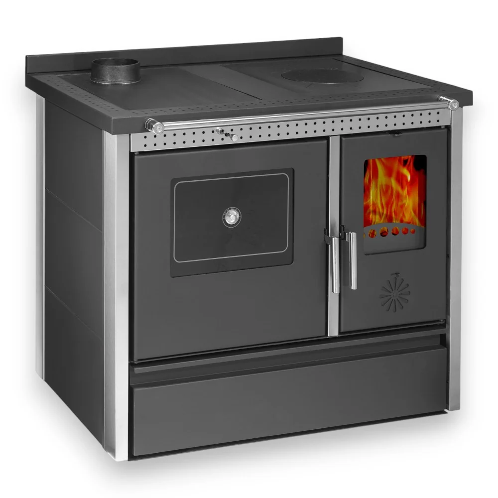 Cucina e stufa legna 11.91 Kw acciaio 98,5x65xH85 cm antracite