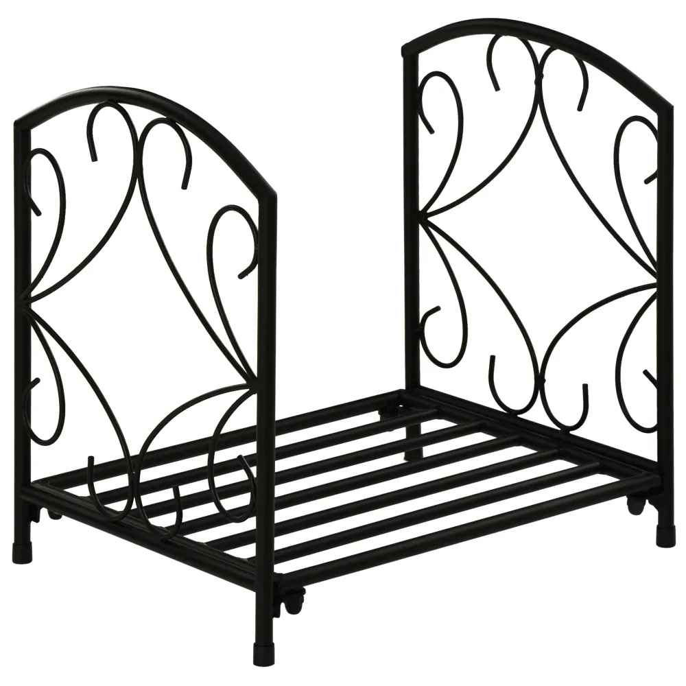 Easycomfort Portalegna per Camino da Interno ed Esterno Metallo, 50kg di Legna, 39.5x31.5x39.5cm - Nero