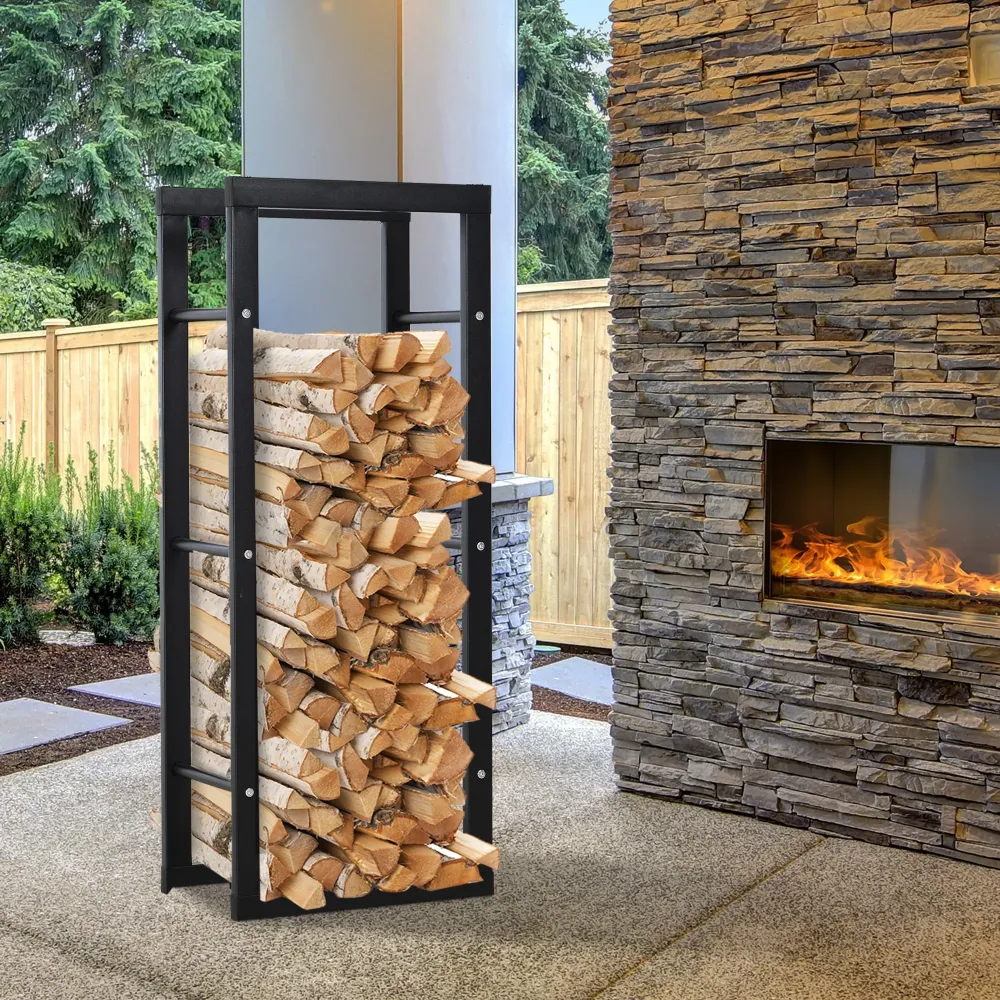 Easycomfort Scaffale Porta Legna Legnaia Verticale Supporto per Legna Portata 100kg Metallo 40 × 25 × 100cm