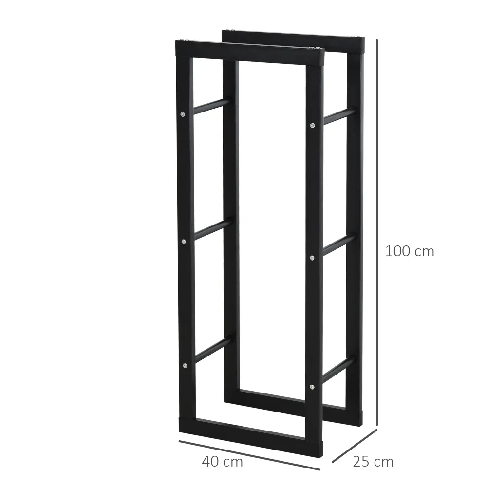 Easycomfort Scaffale Porta Legna Legnaia Verticale Supporto per Legna Portata 100kg Metallo 40 × 25 × 100cm