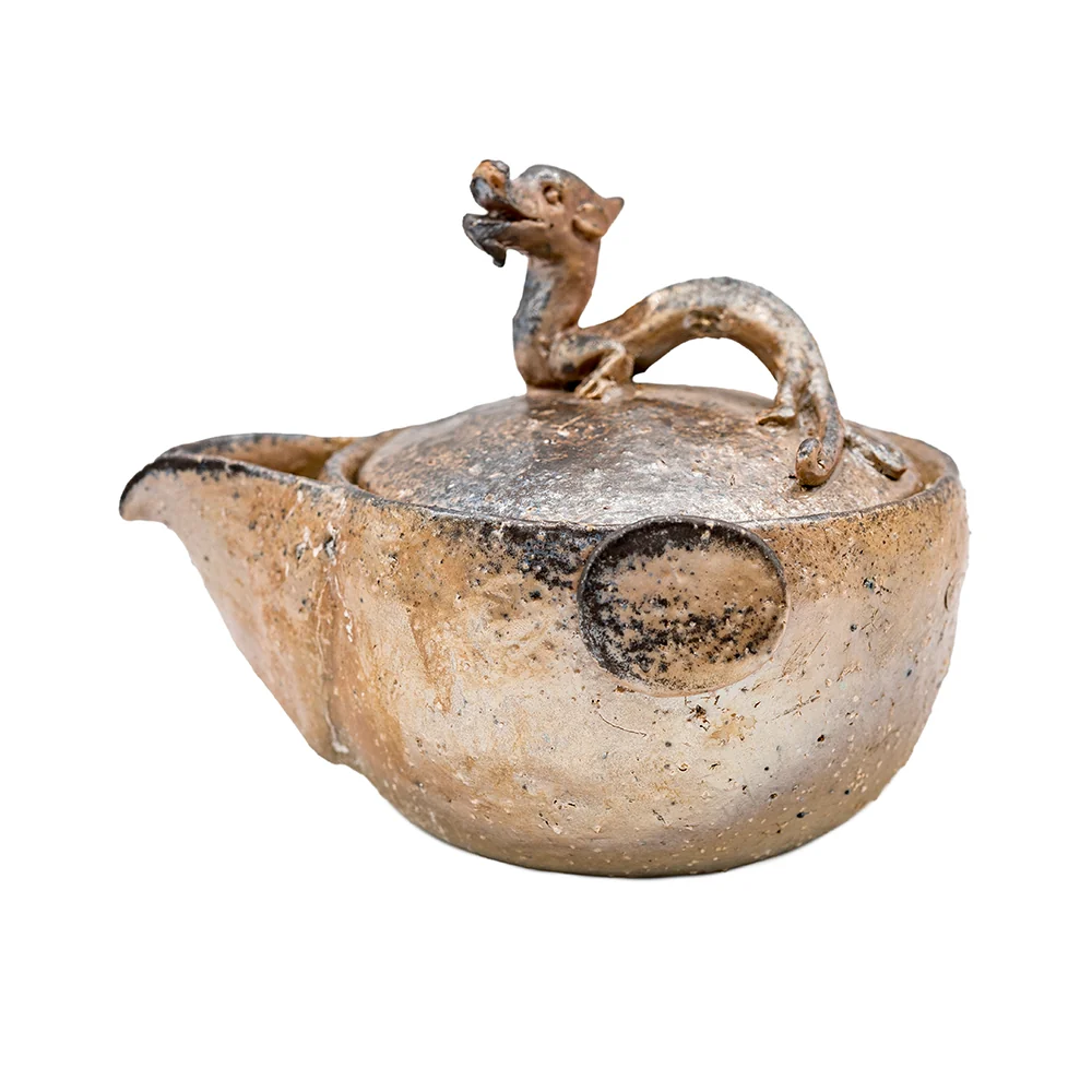 Gaiwan Dragon Treasure Porcellana Dehua Cotto Legna # 94916
