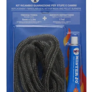GUARNIZIONE STUFA LEGNA MM 6 X 1.,5 MT + SILICONE ALTA TEMPERATURA FER 343114