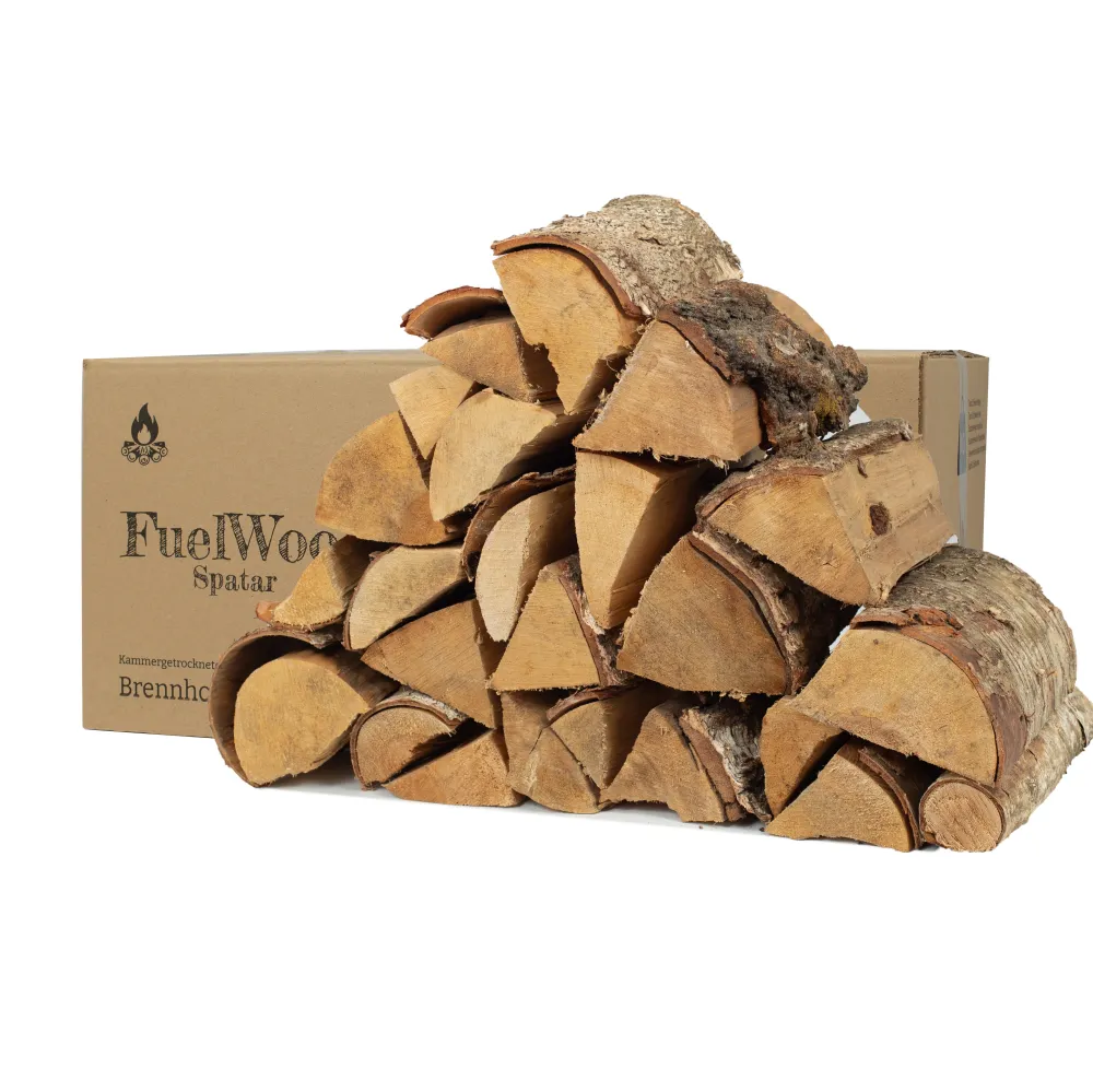 Legna da ardere di betulla essiccata al forno 60 litri - lunghezza del tronco ca. 25 cm - umidità del legno inferiore al 1...
