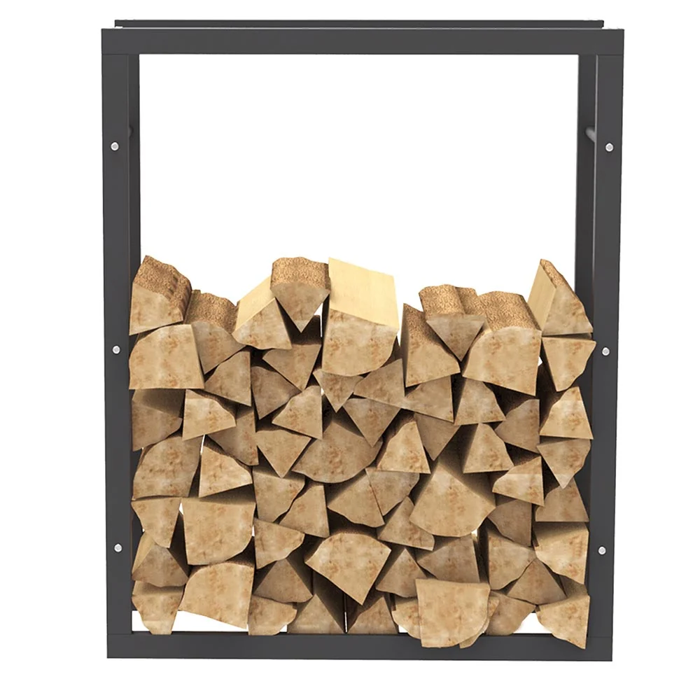 Portalegna Metallo Verniciato Porta Legna Interno Esterno 100x80x25cm Nero
