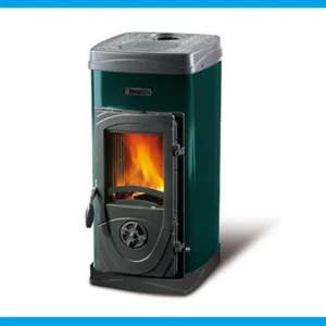 Stufa Legna Acciaio E Ghisa Fuoco Continuo La Nordica Extraflame Mod. Super Junior 5 Kw Verde