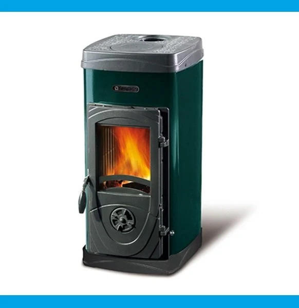 Stufa Legna Acciaio E Ghisa Fuoco Continuo La Nordica Extraflame Mod. Super Junior 5 Kw Verde