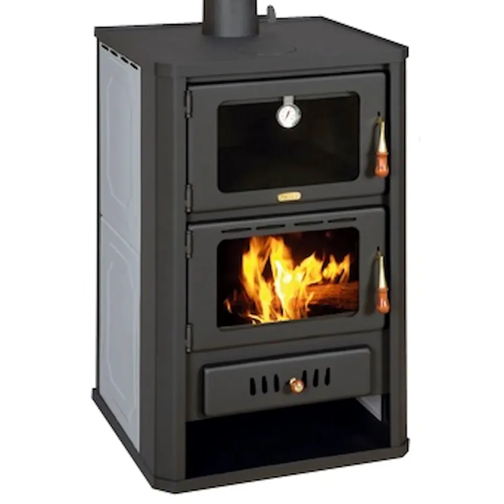Stufa legna canalizzabile con vano cottura Prity grigia - 19,8 kW