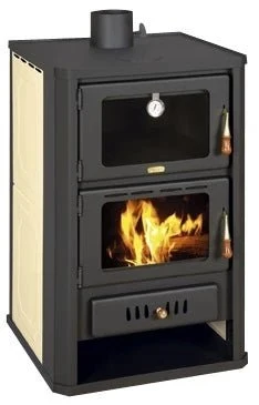 Stufa legna canalizzabile con vano cottura Prity crema - 19,8 kW