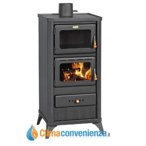 Stufa Legna Con Forno Fime 12/16 Kw Acciaio Nero Antracite