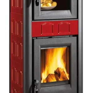 Stufa legna con forno per cucinare 7,2 kW Gemma Bordeaux