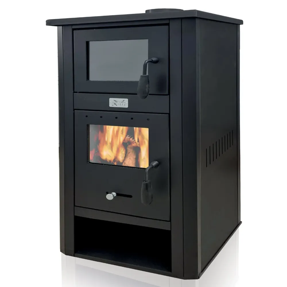 Stufa legna "Dafne" 18 kw con forno h 117 cm acciaio verniciato caminetto "Made Italy"