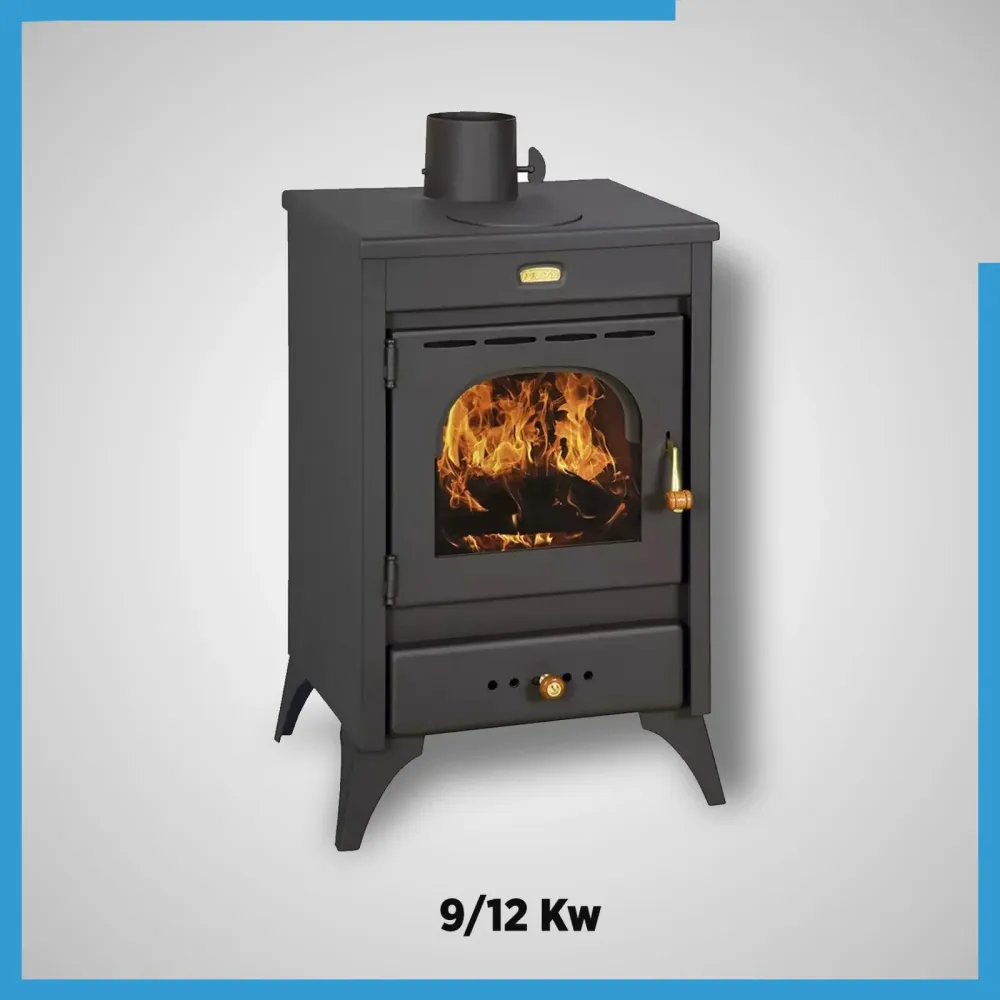 Stufa Legna Kir 9/12 Kw Acciaio Nero Antracite